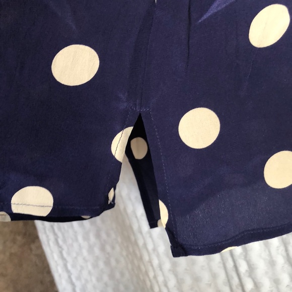 Navy with cream polka dots sleeveless blouse - Picture 3 of 3